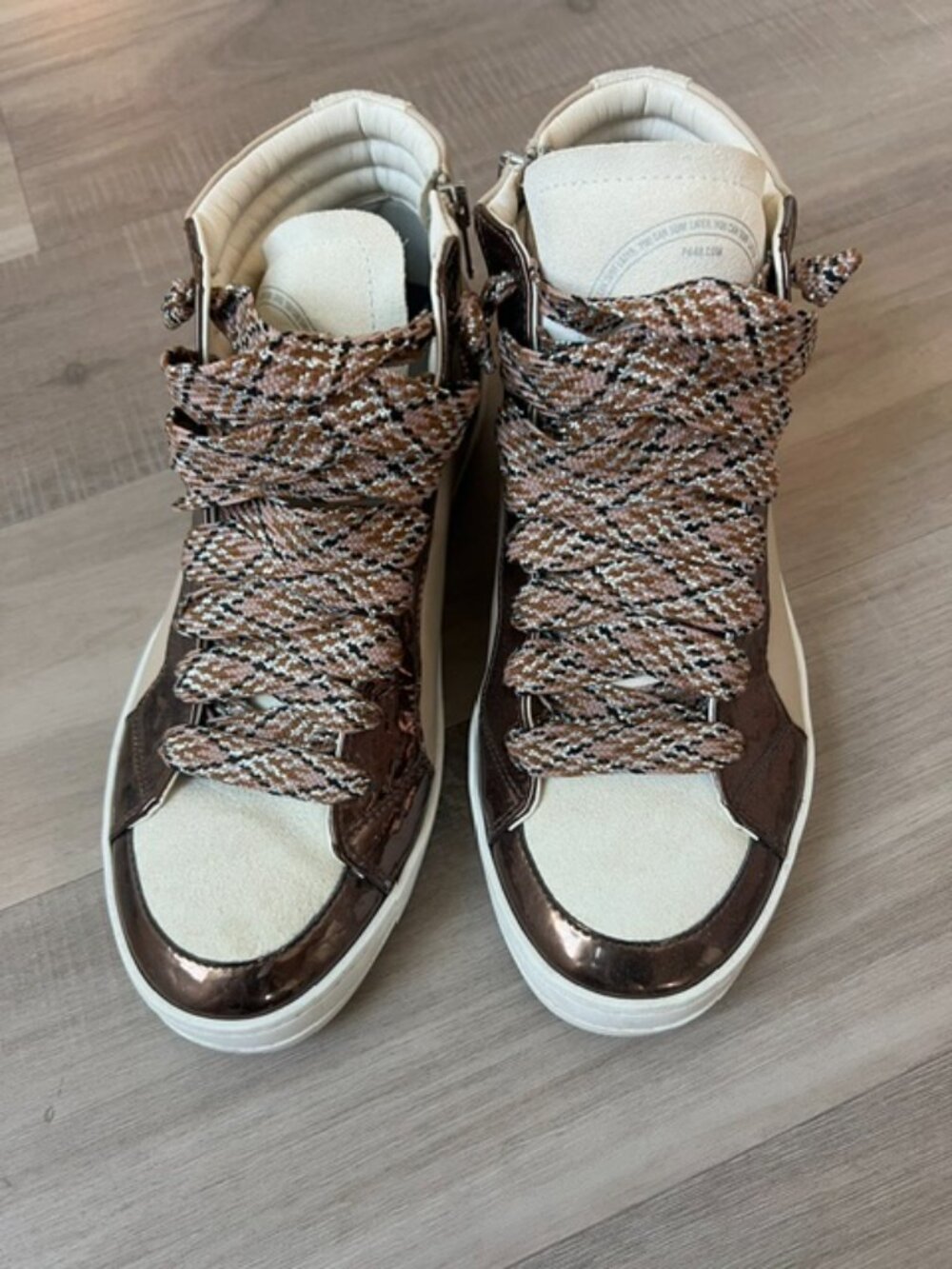 Women's P448 Metallic Bronze High Top Sneakers EU 41 Made in Italy